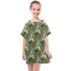 Leaves Seamless Pattern Design Kids  One Piece Chiffon Dress