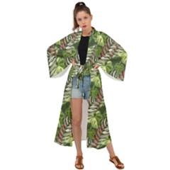 Leaves Seamless Pattern Design Maxi Kimono by Simbadda