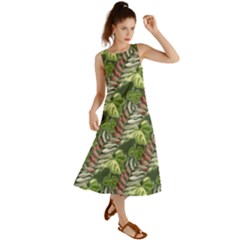 Leaves Seamless Pattern Design Summer Maxi Dress by Simbadda