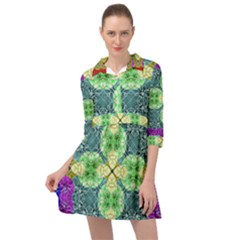 Flower Design Design Artistic Mini Skater Shirt Dress