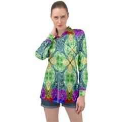 Flower Design Design Artistic Long Sleeve Satin Shirt