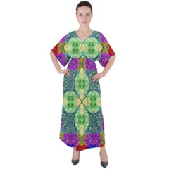 Flower Design Design Artistic V-neck Boho Style Maxi Dress