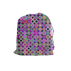 Design Circles Circular Background Drawstring Pouch (large) by Simbadda