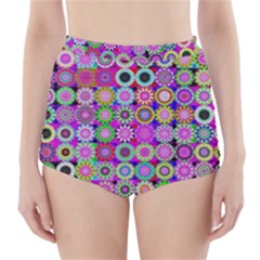 Design Circles Circular Background High-waisted Bikini Bottoms by Simbadda