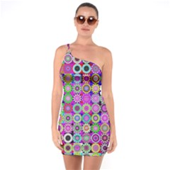 Design Circles Circular Background One Soulder Bodycon Dress by Simbadda