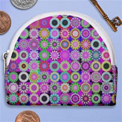 Design Circles Circular Background Horseshoe Style Canvas Pouch by Simbadda