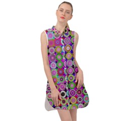 Design Circles Circular Background Sleeveless Shirt Dress by Simbadda