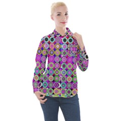 Design Circles Circular Background Women s Long Sleeve Pocket Shirt