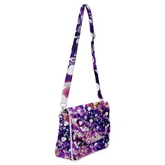 Paint Texture Purple Watercolor Shoulder Bag With Back Zipper by Simbadda