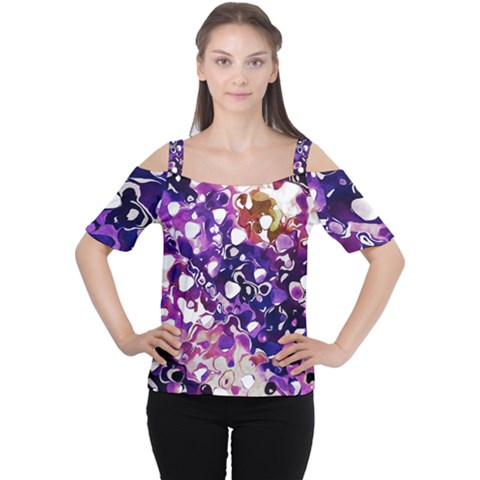 Paint Texture Purple Watercolor Cutout Shoulder Tee by Simbadda