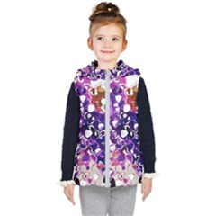 Paint Texture Purple Watercolor Kids  Hooded Puffer Vest by Simbadda