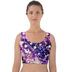 Paint Texture Purple Watercolor Velvet Crop Top by Simbadda