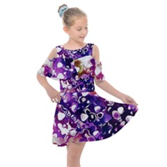 Paint Texture Purple Watercolor Kids  Shoulder Cutout Chiffon Dress by Simbadda