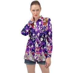 Paint Texture Purple Watercolor Long Sleeve Satin Shirt