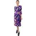 Paint Texture Purple Watercolor Ruffle End Midi Chiffon Dress View1