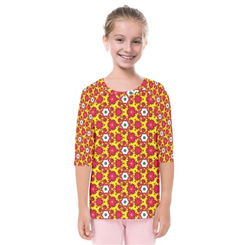 Pattern Colorful Modern Color Kids  Quarter Sleeve Raglan Tee by Simbadda