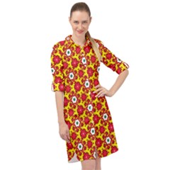 Pattern Colorful Modern Color Long Sleeve Mini Shirt Dress