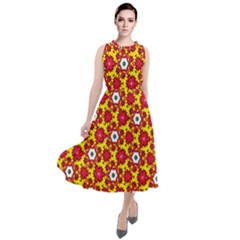 Pattern Colorful Modern Color Round Neck Boho Dress