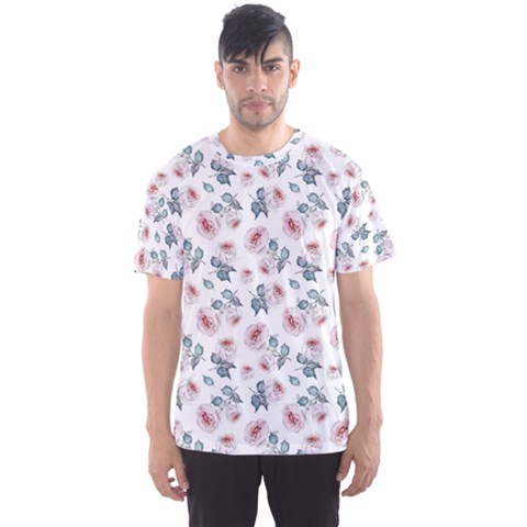 Watercolor Roses Lace Background Men s Sports Mesh Tee by Simbadda