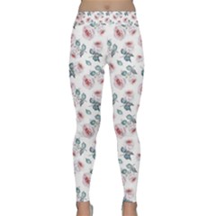 Watercolor Roses Lace Background Classic Yoga Leggings by Simbadda