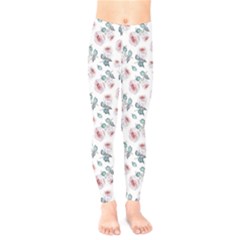 Watercolor Roses Lace Background Kids  Legging by Simbadda