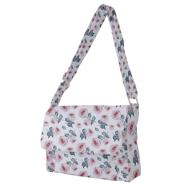 Watercolor Roses Lace Background Full Print Messenger Bag