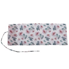 Watercolor Roses Lace Background Roll Up Canvas Pencil Holder (s)