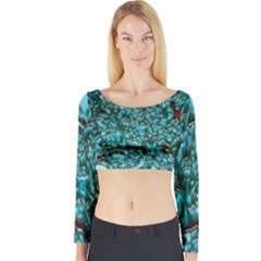 Background Organic Pattern Alie Long Sleeve Crop Top by Simbadda