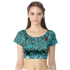 Background Organic Pattern Alie Short Sleeve Crop Top by Simbadda