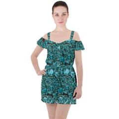 Background Organic Pattern Alie Ruffle Cut Out Chiffon Playsuit by Simbadda