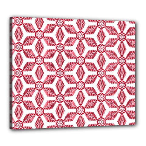 White Background Red Flowers Texture Canvas 24  X 20  (stretched) by Simbadda