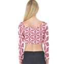 White Background Red Flowers Texture Long Sleeve Crop Top View2