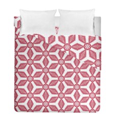 White Background Red Flowers Texture Duvet Cover Double Side (full/ Double Size) by Simbadda