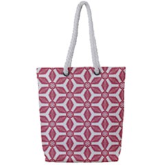 White Background Red Flowers Texture Full Print Rope Handle Tote (small) by Simbadda