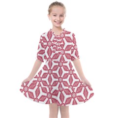 White Background Red Flowers Texture Kids  All Frills Chiffon Dress