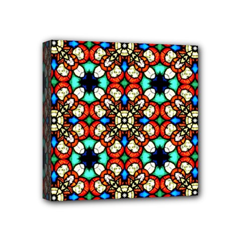 Stained Glass Pattern Texture Face Mini Canvas 4  X 4  (stretched) by Simbadda