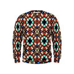 Stained Glass Pattern Texture Face Kids  Sweatshirt by Simbadda