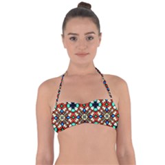 Stained Glass Pattern Texture Face Halter Bandeau Bikini Top by Simbadda