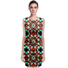 Stained Glass Pattern Texture Face Classic Sleeveless Midi Dress by Simbadda