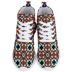 Stained Glass Pattern Texture Face Women s Lightweight High Top Sneakers by Simbadda