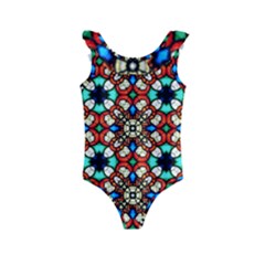 Stained Glass Pattern Texture Face Kids  Frill Swimsuit by Simbadda