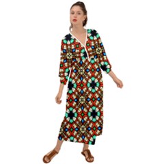 Stained Glass Pattern Texture Face Grecian Style  Maxi Dress by Simbadda