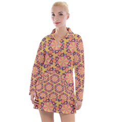 Pattern Decoration Abstract Flower Women s Long Sleeve Casual Dress by Simbadda