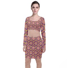 Pattern Decoration Abstract Flower Top And Skirt Sets