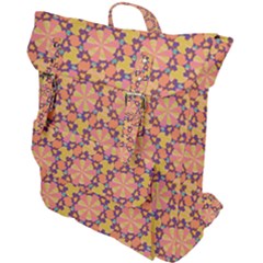 Pattern Decoration Abstract Flower Buckle Up Backpack by Simbadda