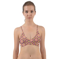 Pattern Decoration Abstract Flower Wrap Around Bikini Top