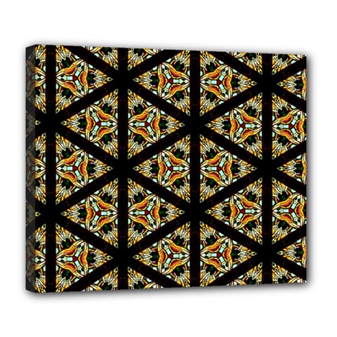 Pattern Stained Glass Triangles Deluxe Canvas 24  X 20  (stretched) by Simbadda