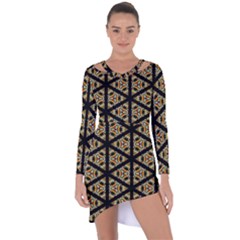 Pattern Stained Glass Triangles Asymmetric Cut-out Shift Dress by Simbadda