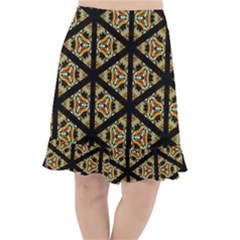 Pattern Stained Glass Triangles Fishtail Chiffon Skirt