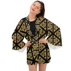 Pattern Stained Glass Triangles Long Sleeve Kimono